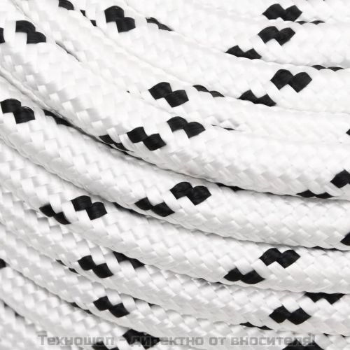 Плетено въже за лодка бяло 14 мм x 100 м полиестер