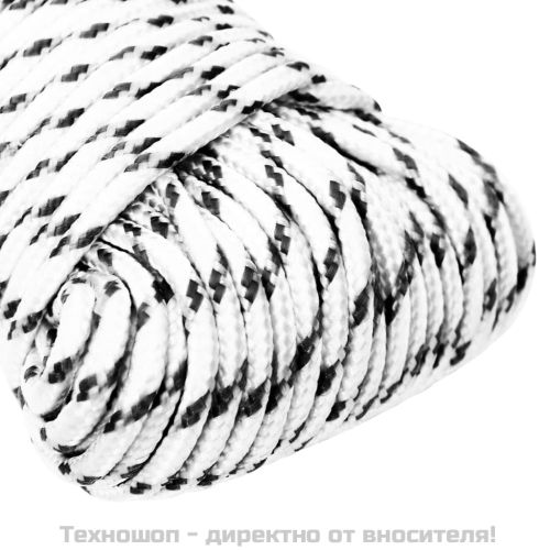 Плетено въже за лодка бяло 5 мм x 100 м полиестер
