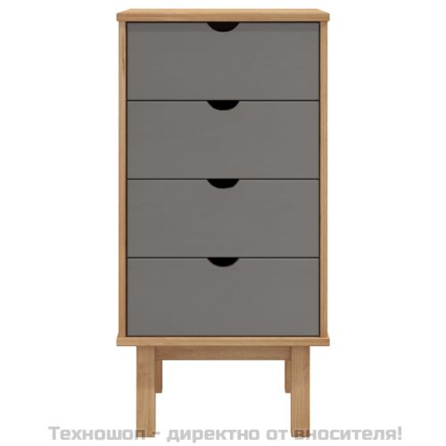 Шкаф с чекмеджета OTTA, кафяво и сиво, 45x39x90 см, бор масив