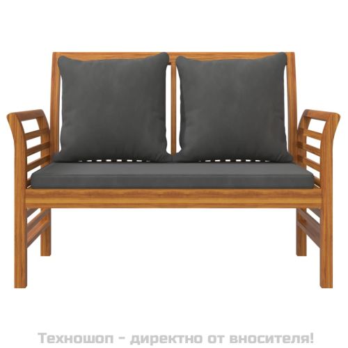 Диван пейка с тъмносиви възглавници, акациево дърво масив