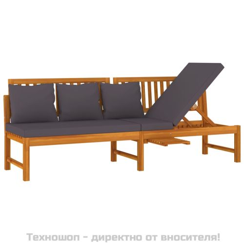 Дневно легло със сиви възглавници 200x60x75 см масивна акация
