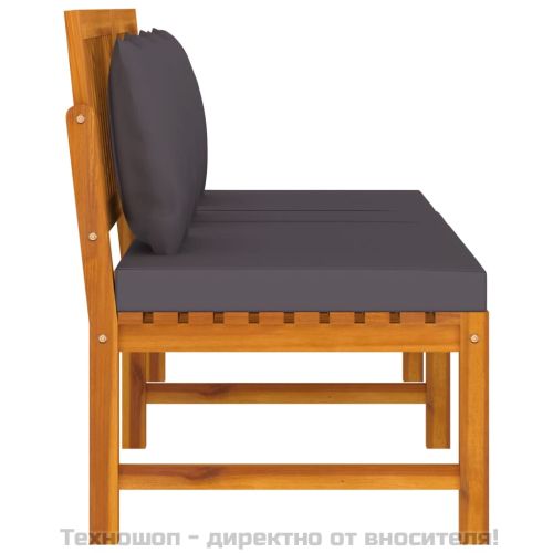 Дневно легло със сиви възглавници 200x60x75 см масивна акация