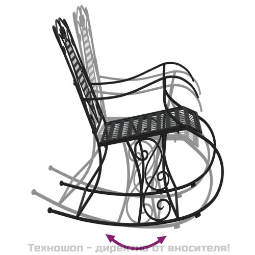 Люлееща се пейка, 84 см, черна, стомана