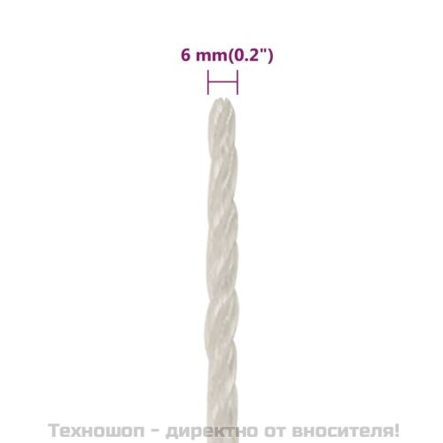 Работно въже бяло 6 мм 100 м полипропилен