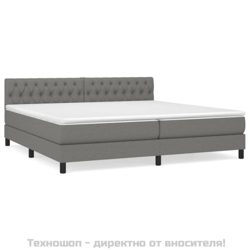 Боксспринг легло с матрак, тъмносиво, 200x200 см, плат