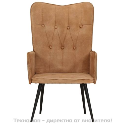 Wingback стол, кафяв, канава