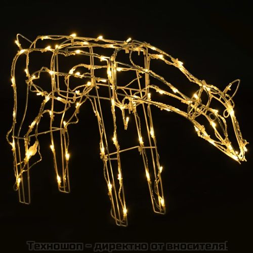 Коледна украса, 3 светещи елена, 229 LED лампички