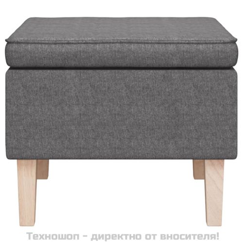 Табуретка с дървени крака, светлосива, текстил