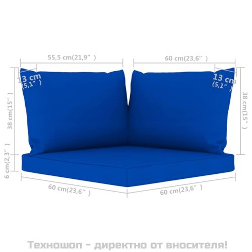 Палетни възглавници, 3 бр, сини, Оксфорд плат