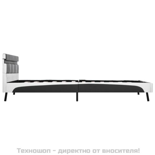 Рамка за легло с LED, сива, изкуствена кожа, 140x200 cм