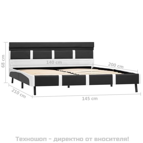 Рамка за легло с LED, сива, изкуствена кожа, 140x200 cм