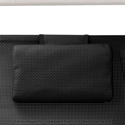 Двоен шезлонг със сенник, Textilene, черен