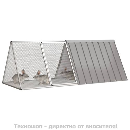 Клетка за зайци сива 201,5x80,5x71 см поцинкована стомана