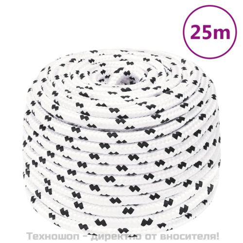 Плетено въже за лодка бяло 10 мм x 25 м полиестер