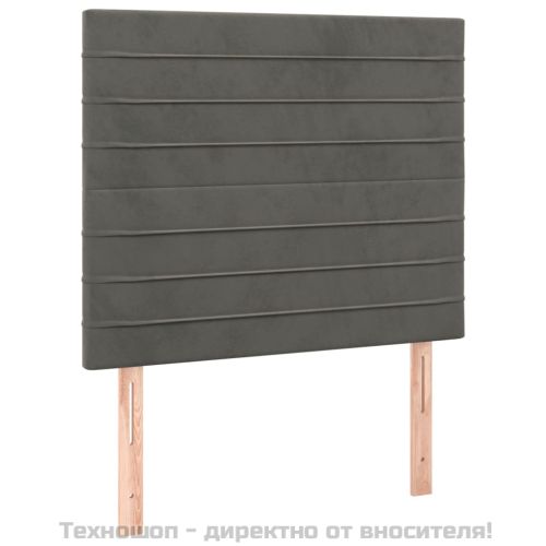 Табла за легло, тъмносива, 100x5x118/128 см, кадифе