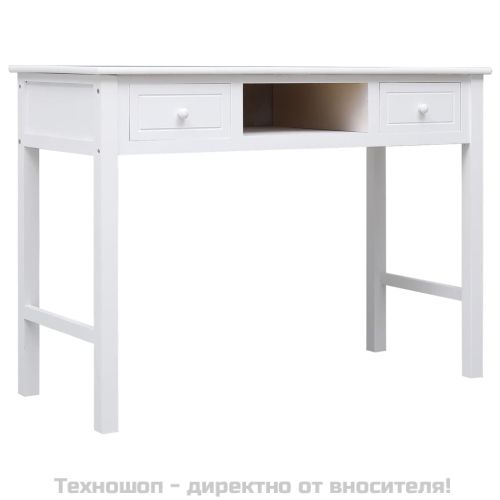 Бюро, бяло, 108x45x76 см, масивна дървесина пауловния