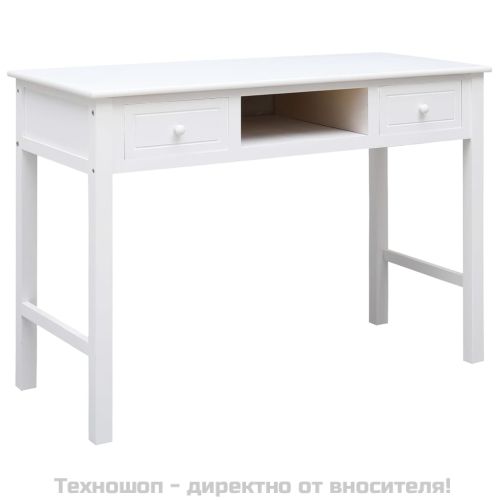 Бюро, бяло, 108x45x76 см, масивна дървесина пауловния