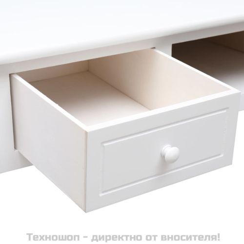 Бюро, бяло, 108x45x76 см, масивна дървесина пауловния