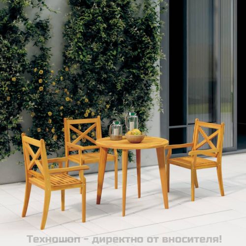 Градински трапезни столове, 3 бр, акация масив