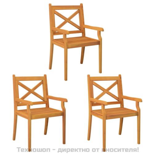 Градински трапезни столове, 3 бр, акация масив