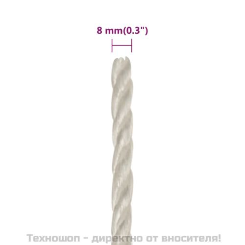 Работно въже бяло 8 мм 25 м полипропилен