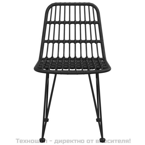Градински столове, 2 бр, черни, 48x62x84 см, PE ратан