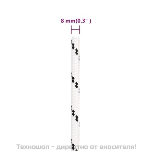 Плетено въже за лодка бяло 8 мм x 100 м полиестер