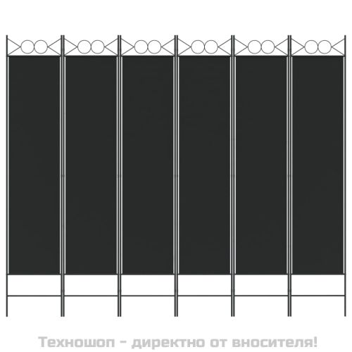 Параван за стая, 6 панела, черен, 240x200 cм, плат