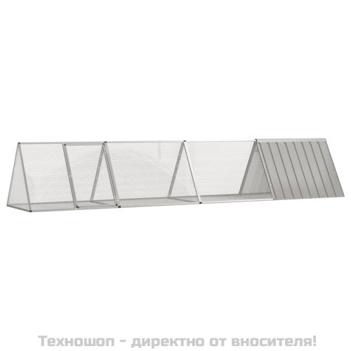 Клетка за зайци сива 403,5x80,5x71 см поцинкована стомана