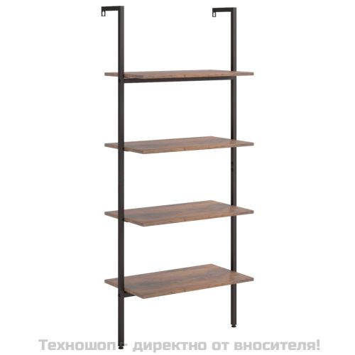 Етажерка стълба с 4 рафта тъмнокафяво и черно 64x35x152,5 см