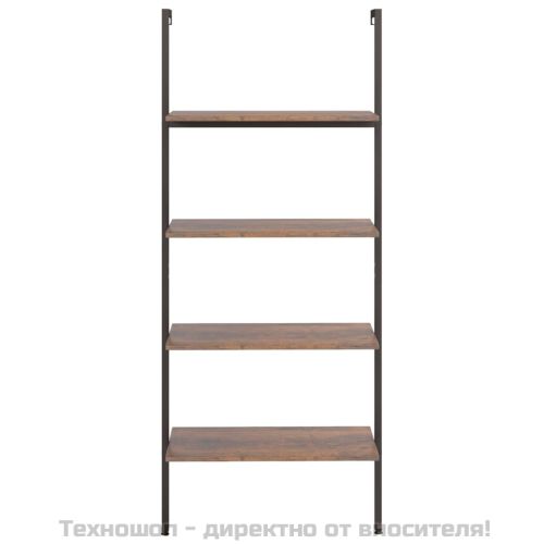 Етажерка стълба с 4 рафта тъмнокафяво и черно 64x35x152,5 см