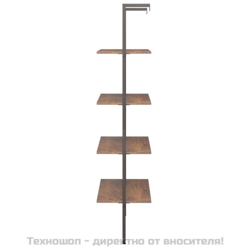 Етажерка стълба с 4 рафта тъмнокафяво и черно 64x35x152,5 см