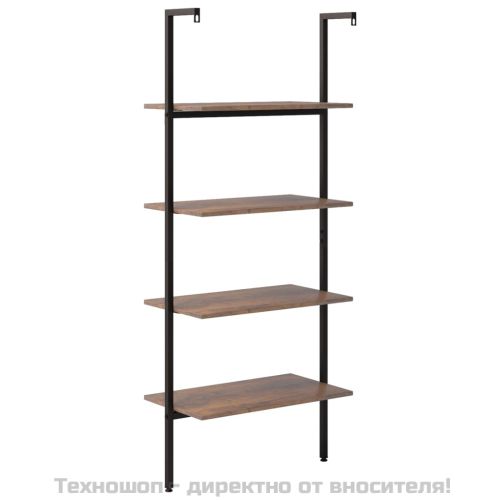 Етажерка стълба с 4 рафта тъмнокафяво и черно 64x35x152,5 см