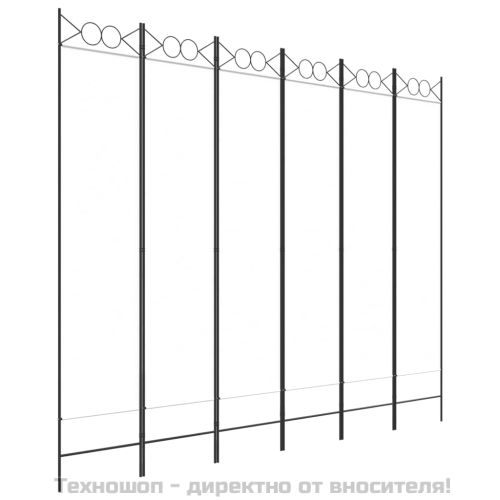 Параван за стая, 6 панела, бял, 240x200 см, текстил