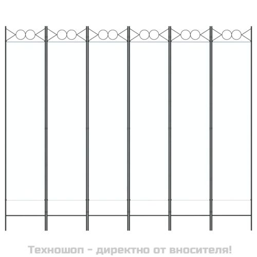 Параван за стая, 6 панела, бял, 240x200 см, текстил
