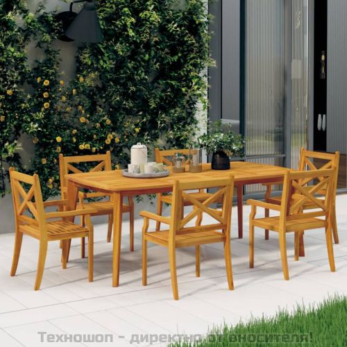 Градински трапезни столове, 6 бр, акация масив