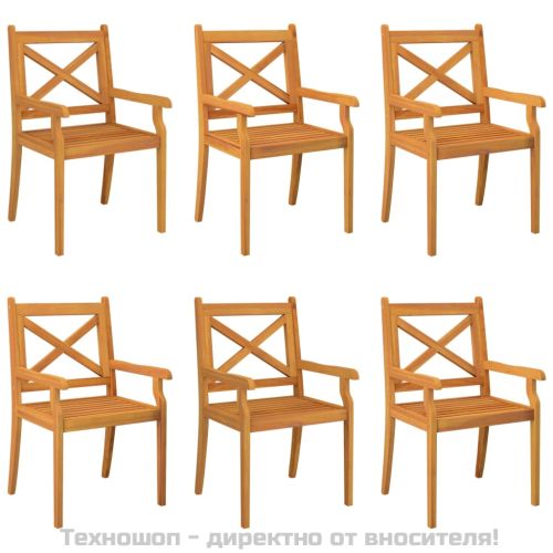 Градински трапезни столове, 6 бр, акация масив