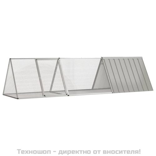 Клетка за зайци, сива, 302,5x80,5x71 см, поцинкована стомана