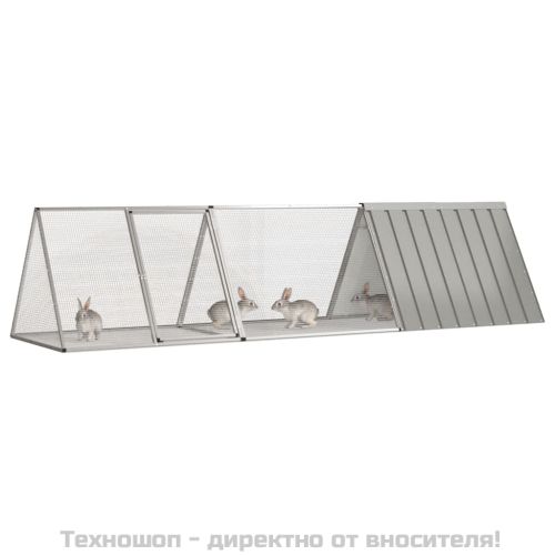 Клетка за зайци, сива, 302,5x80,5x71 см, поцинкована стомана