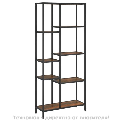 Етажерка за книги 80x30x180 см стомана и инженерно дърво