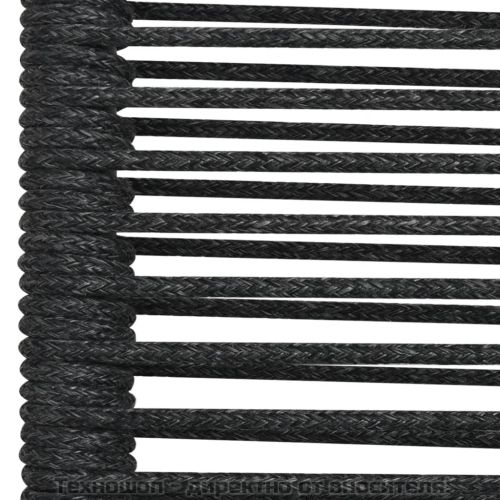 Градински комплект, 7 части, черен, памучно въже и стомана