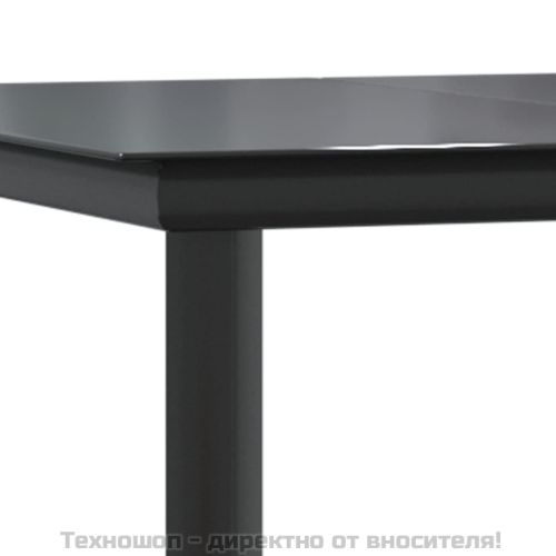 Градински комплект, 7 части, черен, памучно въже и стомана