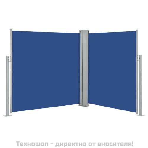 Прибираща се странична тента, синя, 140x600 см