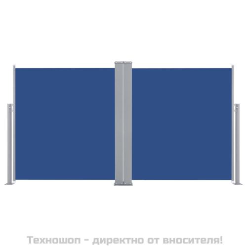 Прибираща се странична тента, синя, 140x600 см