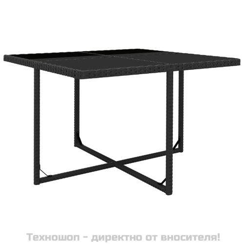 Градински комплект с възглавници, 9 части, полиратан, черен