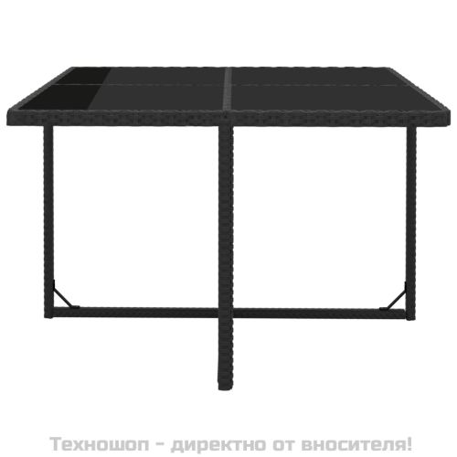 Градински комплект с възглавници, 9 части, полиратан, черен