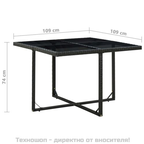 Градински комплект с възглавници, 9 части, полиратан, черен