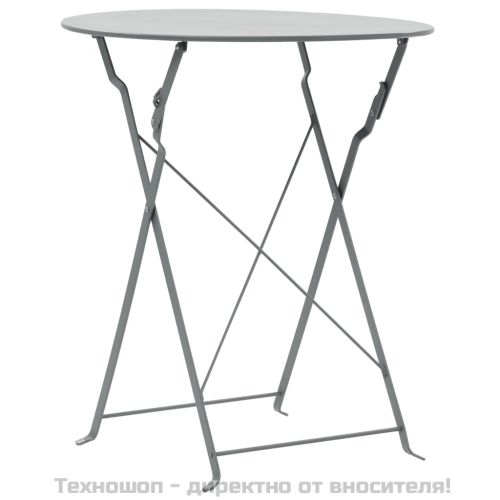 Градински бистро комплект, 3 части, стомана, сив