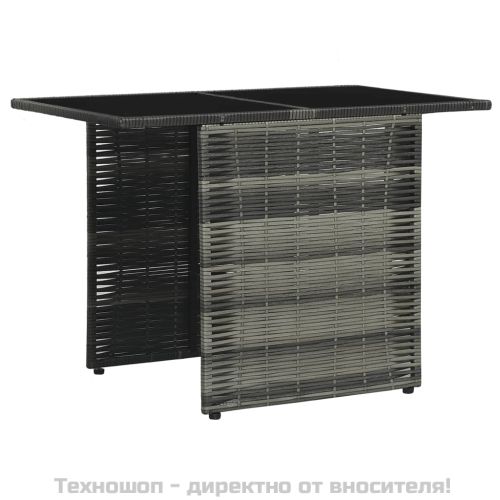 Бистро комплект, 3 части, с възглавници, полиратан, сив