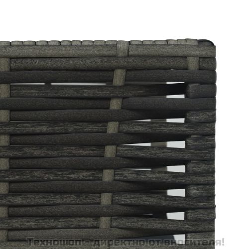 Бистро комплект, 3 части, с възглавници, полиратан, сив